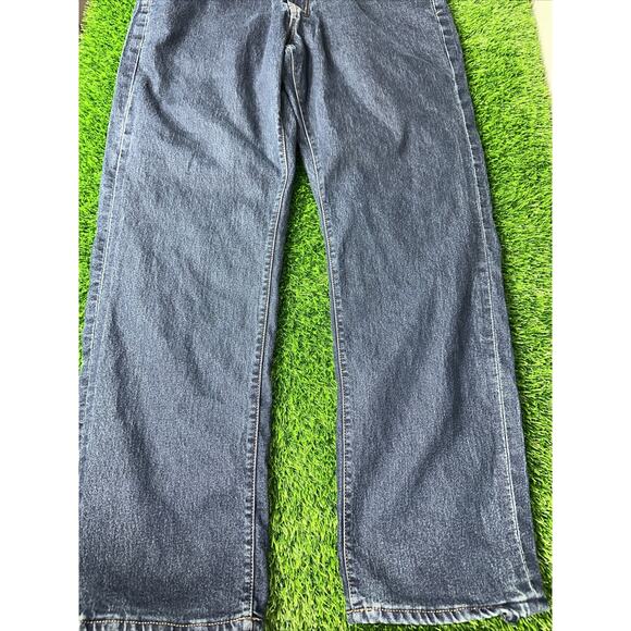 VINTAGE Lands' End Mens Plaid Lined Dark Washed Denim 38 Jeans Fits 38x32 - Picture 3 of 11